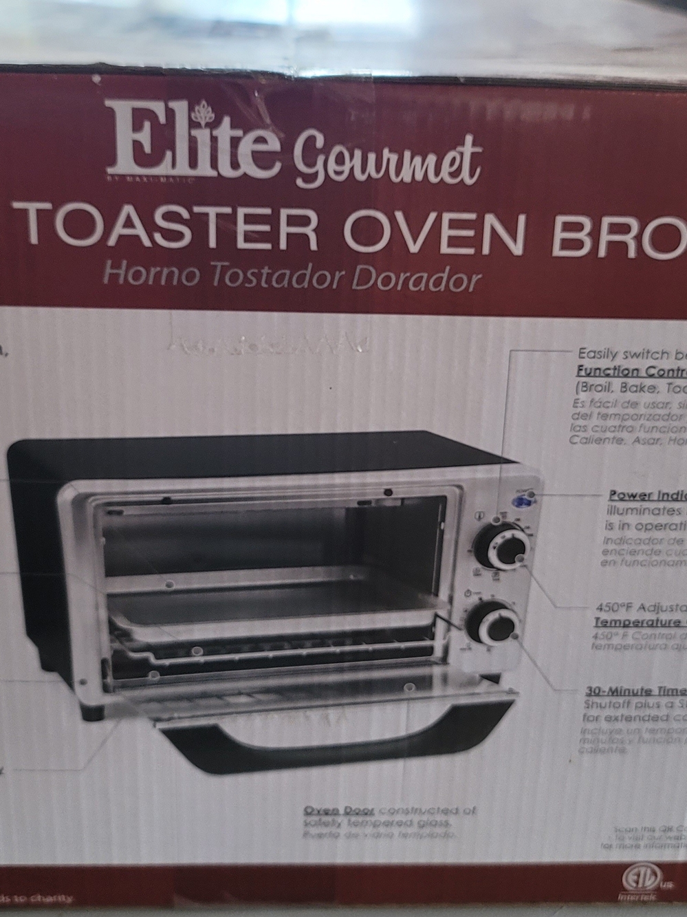 Elite Gourmet Toaster Oven Broiler - Black & Silver